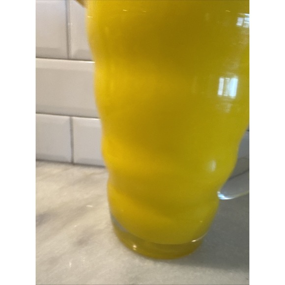 Dansk Rio 60 oz Wavy Handblown Glass Pitcher Bright Yellow NEW - Picture 2 of 9